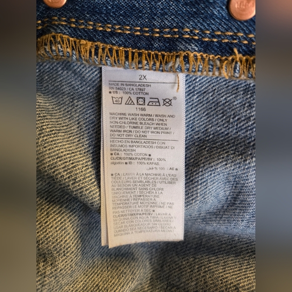 Old Navy 2X Light Blue Distressed Denim Jean Overalls - Picture 6 of 6